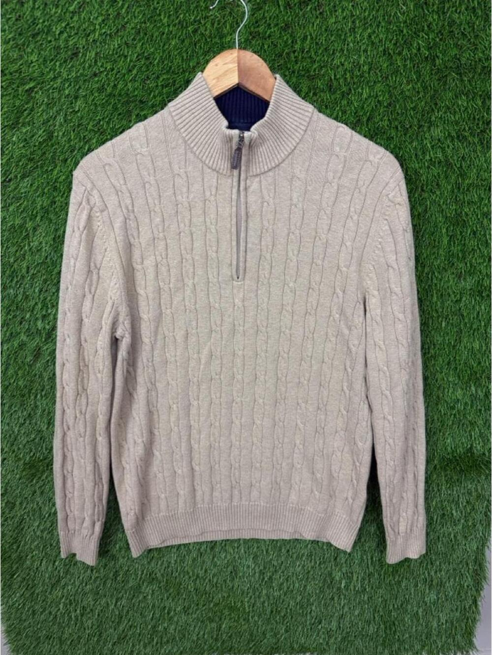 Vintage Cable Knit Quarter Zip Sweater
